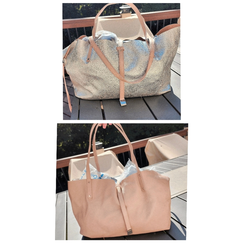 Tiffany & Co. Silver and Tan Tote Bags